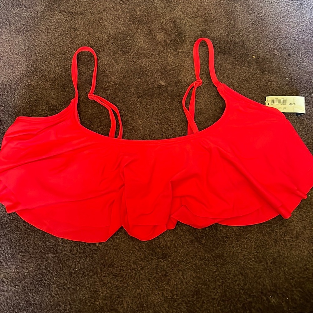 Coral Ruffle Bikini Top
